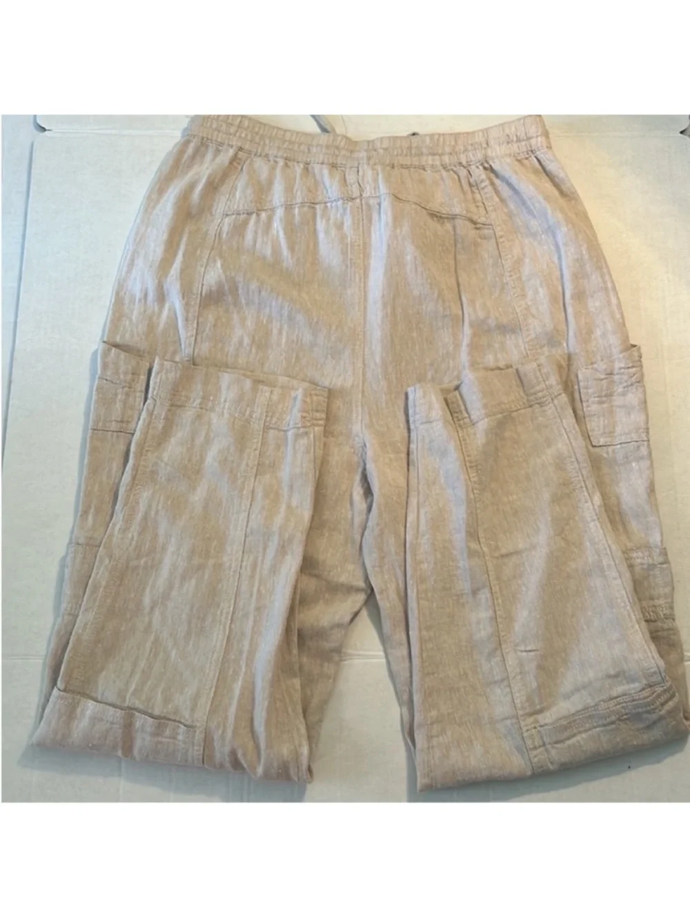Free People Small Pants Feelin' Good Linen Blend Utility Pockets in Natural NWT